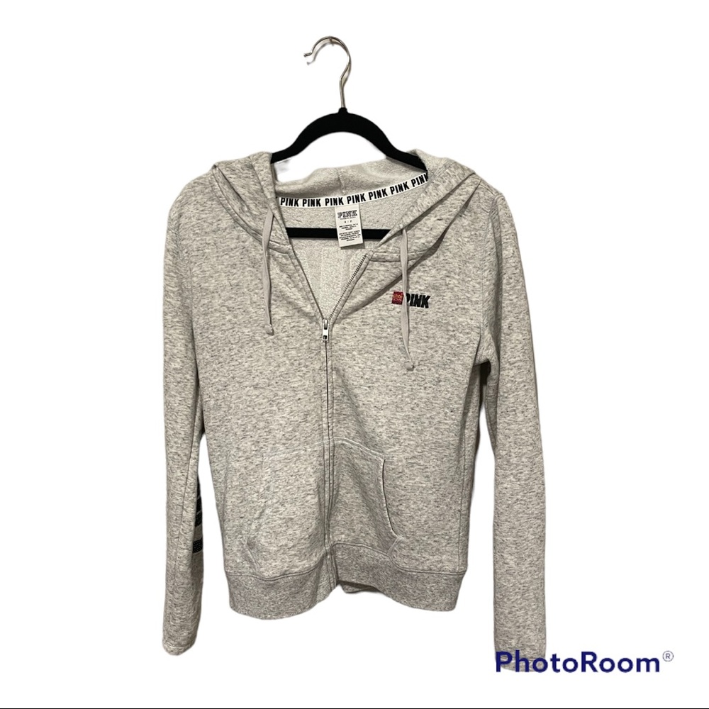 Ladies size small grey full zip hoodie by Pink Victoria Secret